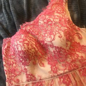 Adrianna Papell Short Coral/Nude 1 Shoulder Dress